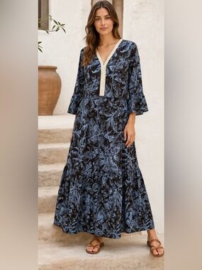 SAIPH LAB SANTORINI Floral Maxi Dress boho resort Size M